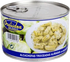 Flat can of dressed artichoke pieces